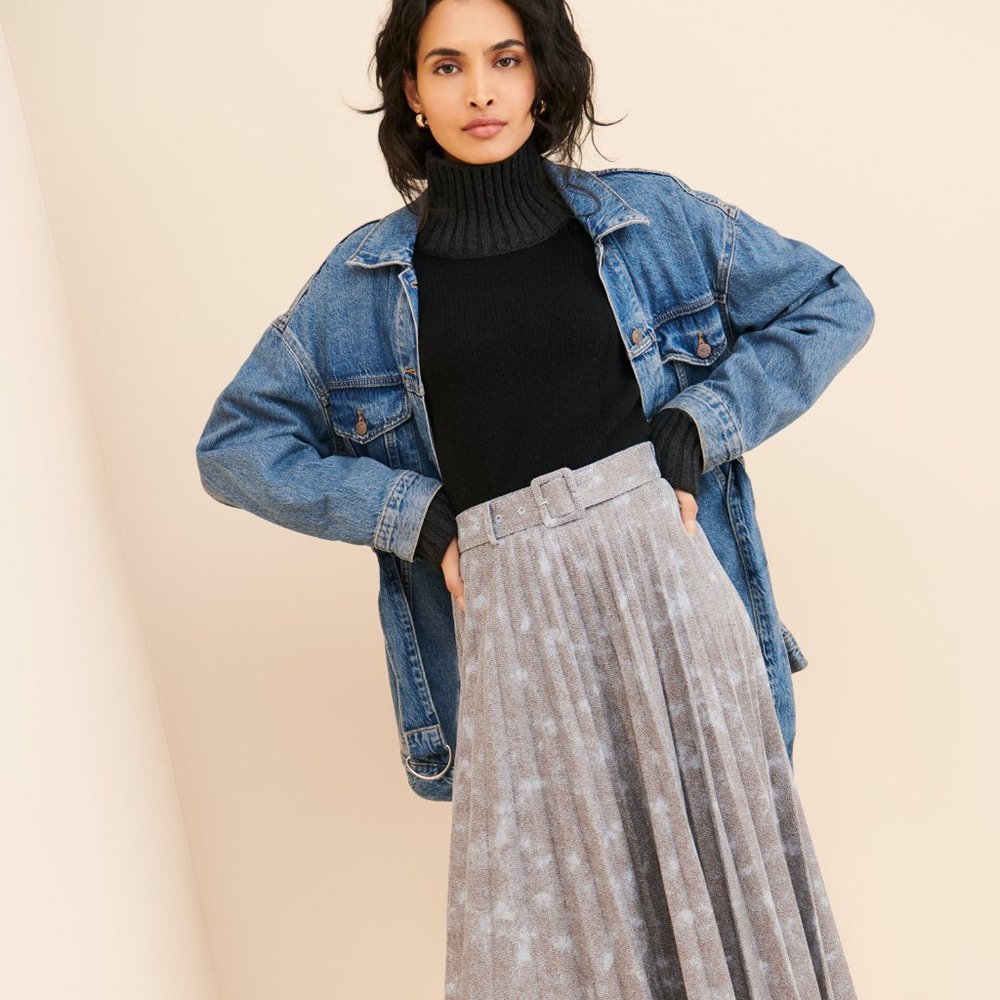 Anthropologie “Moon River" Pleated High Waist Midi Skirt